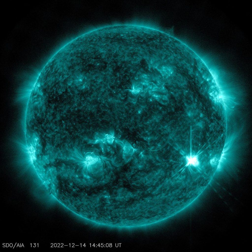 The Sun’s Magnetic Poles Are Flipping and Observers Are Ready the Sun imaged by a space telescope with a bright flare at its limb